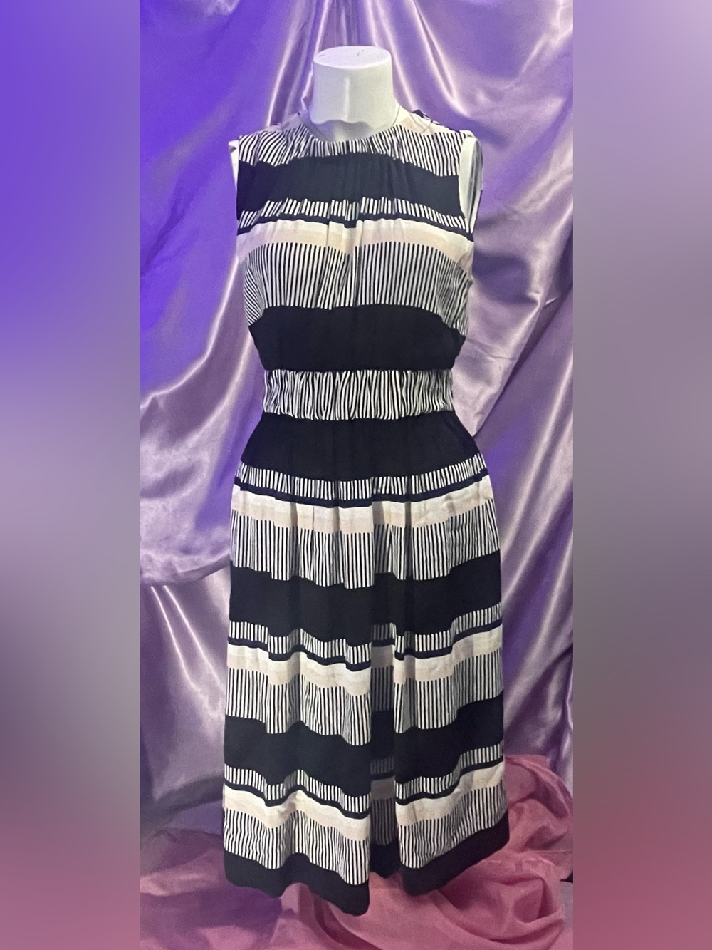 kate spade Black and White Striped Midi Dress
